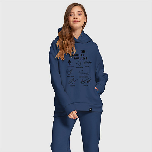 Женский костюм оверсайз АК АМБРЕЛЛА АВТОГРАФЫ АКТЁРОВ / Тёмно-синий – фото 2