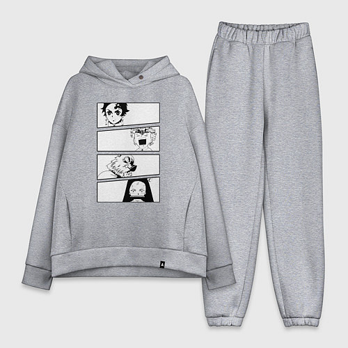 Женский костюм оверсайз Клинок рассекающий демонов / Меланж – фото 1