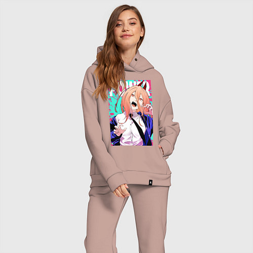 Женский костюм оверсайз POWER CHAINSAW MAN ANIME / Пыльно-розовый – фото 2