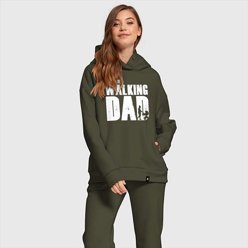 Женский костюм оверсайз Лучший папа / Хаки – фото 2