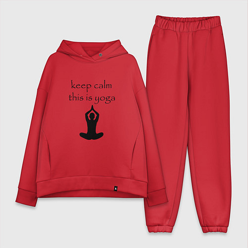 Женский костюм оверсайз Keep calm this is yoga / Красный – фото 1