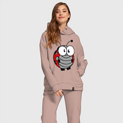 Женский костюм оверсайз Удивленная божья коровка, цвет: пыльно-розовый — фото 2