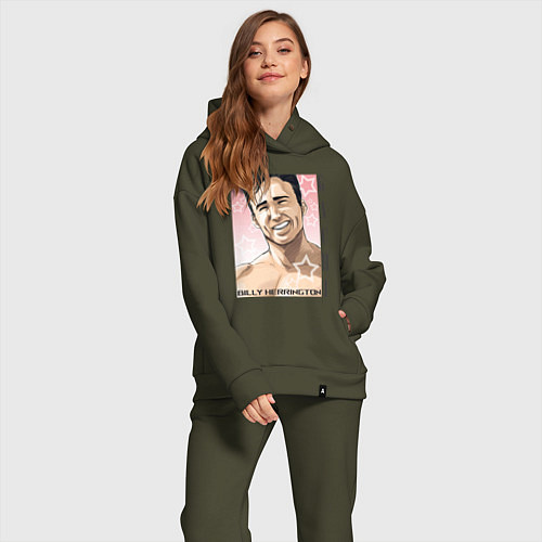 Женский костюм оверсайз Gachi / Хаки – фото 2