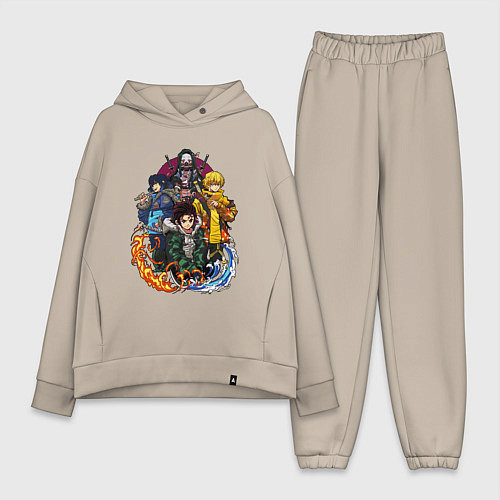 Женский костюм оверсайз КЛИНОК, РАССЕКАЮЩИЙ ДЕМОНОВ / Миндальный – фото 1