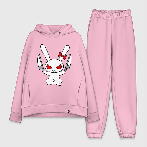 Женский костюм оверсайз Зайка с ножами / Светло-розовый – фото 1