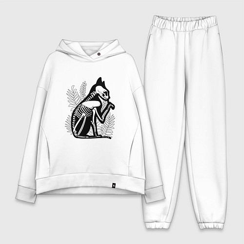 Женский костюм оверсайз Кот Скелет Cat Skeleton / Белый – фото 1