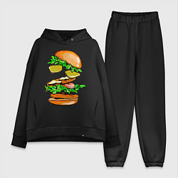 Женский костюм оверсайз King Burger, цвет: черный