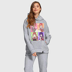 Женский костюм оверсайз Girls Doki Doki коллаж, цвет: меланж — фото 2