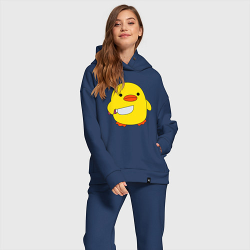 Женский костюм оверсайз УТКА С НОЖОМ КРУГЛЯШ / Тёмно-синий – фото 2