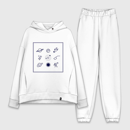 Женский костюм оверсайз Астрономия / Белый – фото 1