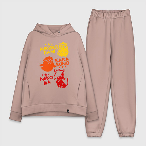 Женский костюм оверсайз Символы школ Haikyu!! / Пыльно-розовый – фото 1