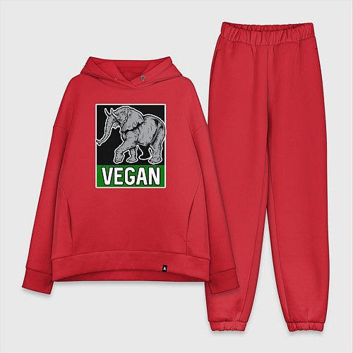 Женский костюм оверсайз Vegan elephant / Красный – фото 1