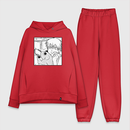 Женский костюм оверсайз Человек — бензопила / Красный – фото 1