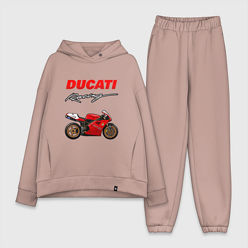 Женский костюм оверсайз DUCATI ДУКАТИ MOTOSPORT / Пыльно-розовый – фото 1