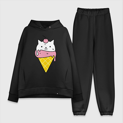 Женский костюм оверсайз Ice Cream Cat / Черный – фото 1