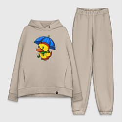 Женский костюм оверсайз Утенок под зонтом, цвет: миндальный