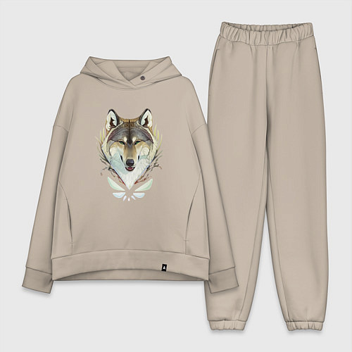 Женский костюм оверсайз Зимний хранитель / Миндальный – фото 1