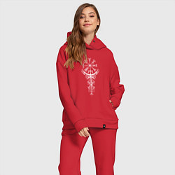 Женский костюм оверсайз Вегвизир Vegvisir Руна Z, цвет: красный — фото 2