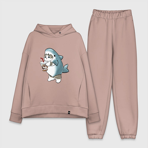 Женский костюм оверсайз Котоакула / Пыльно-розовый – фото 1