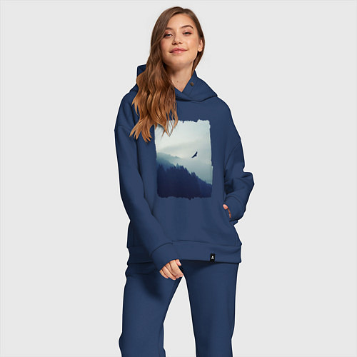 Женский костюм оверсайз ОРЁЛ НАД ЛЕСОМ EAGLE / Тёмно-синий – фото 2