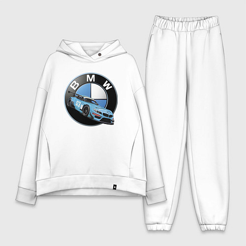 Женский костюм оверсайз BMW самая престижная марка автомобиля / Белый – фото 1
