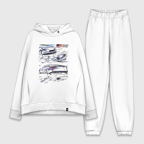 Женский костюм оверсайз Toyota Gazoo Racing sketch / Белый – фото 1