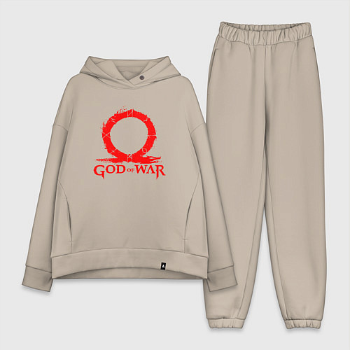 Женский костюм оверсайз GOD OF WAR RED LOGO RAGNAROK / Миндальный – фото 1