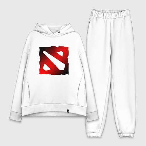 Женский костюм оверсайз ЧЁРНО КРАСНОЕ ЛОГО ДОТА 2 DOTA 2 LOGO / Белый – фото 1