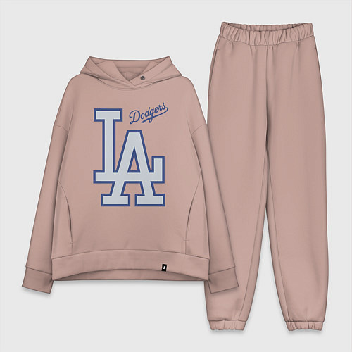 Женский костюм оверсайз Los Angeles Dodgers - baseball team / Пыльно-розовый – фото 1