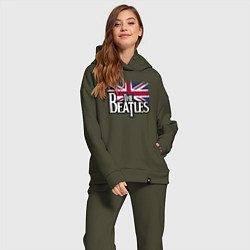 Женский костюм оверсайз The Beatles Great Britain Битлз, цвет: хаки — фото 2