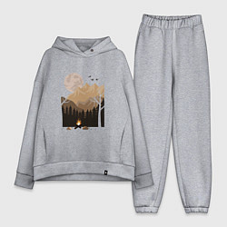 Женский костюм оверсайз Туристический поход в лесу, цвет: меланж