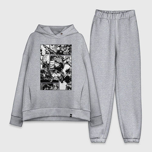 Женский костюм оверсайз АСТА Черный Клевер Панели Манги / Меланж – фото 1