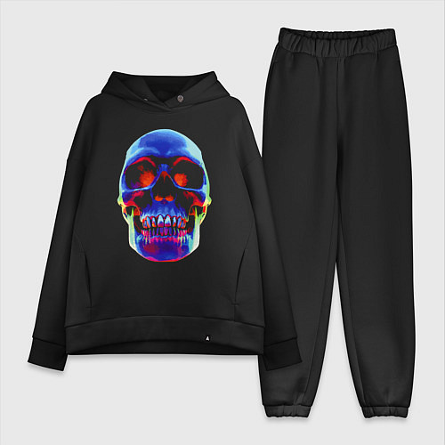 Женский костюм оверсайз Cool neon skull / Черный – фото 1