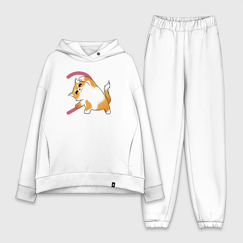 Женский костюм оверсайз Котики вторая половина сердца / Белый – фото 1