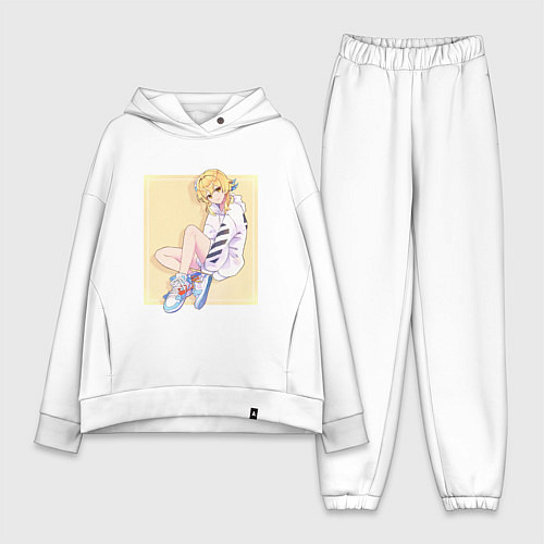 Женский костюм оверсайз Современная Люмин / Белый – фото 1