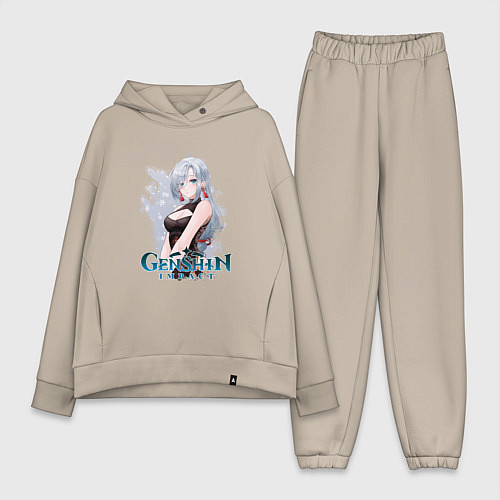 Женский костюм оверсайз Шэнь Хэ Shenhe, Genshin Impact Геншин импакт / Миндальный – фото 1