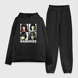 Женский костюм оверсайз Ramones, Рамонес Портреты цвета черный — фото 1