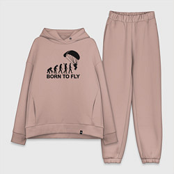 Женский костюм оверсайз Рожденный летать, цвет: пыльно-розовый