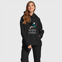 Женский костюм оверсайз Sharks are coming, Сан-Хосе Шаркс San Jose Sharks, цвет: черный — фото 2
