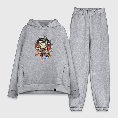 Женский костюм оверсайз Cat is Fine / Меланж – фото 1