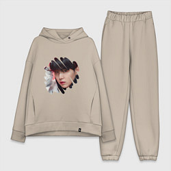 Женский костюм оверсайз Agust D SUGA BTS, цвет: миндальный