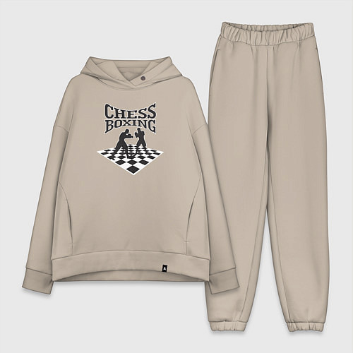 Женский костюм оверсайз Шахматы Бокс / Миндальный – фото 1