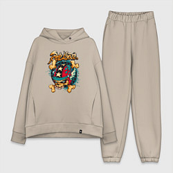 Женский костюм оверсайз Скелетон в шлеме, цвет: миндальный