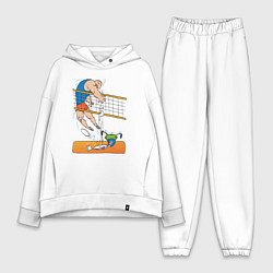 Женский костюм оверсайз Мощный волейбольный удар, цвет: белый
