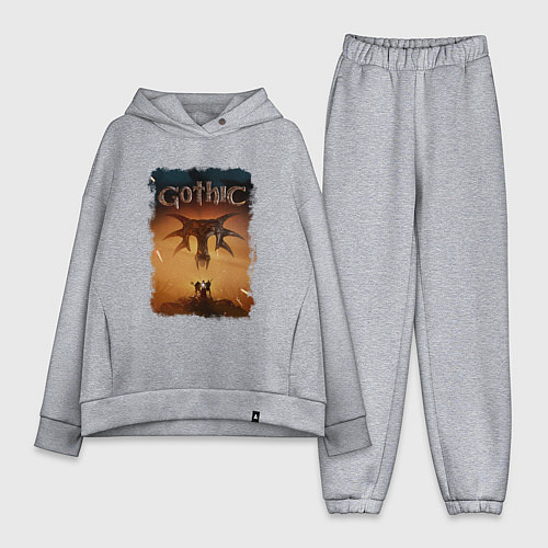 Женский костюм оверсайз Готика арт / Меланж – фото 1