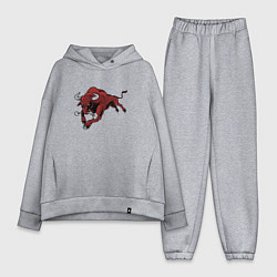 Женский костюм оверсайз Красный бык Bull, цвет: меланж