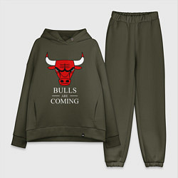 Женский костюм оверсайз Chicago Bulls are coming Чикаго Буллз, цвет: хаки