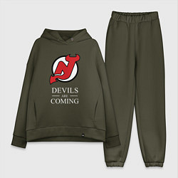 Женский костюм оверсайз New Jersey Devils are coming Нью Джерси Девилз, цвет: хаки