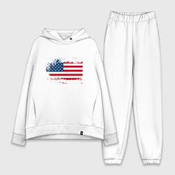 Женский костюм оверсайз Американский флаг Stars, цвет: белый