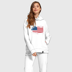 Женский костюм оверсайз Американский флаг Stars, цвет: белый — фото 2